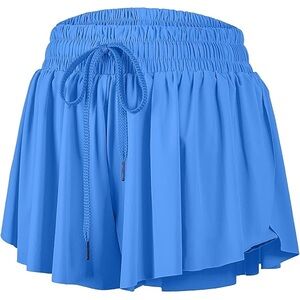 Royal Blue Elastic Waist Athletic Shorts with Drawstring